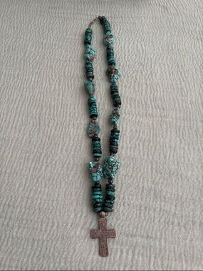 Turquoise Beaded Cross Necklace - Women's Turquoise Jewelry